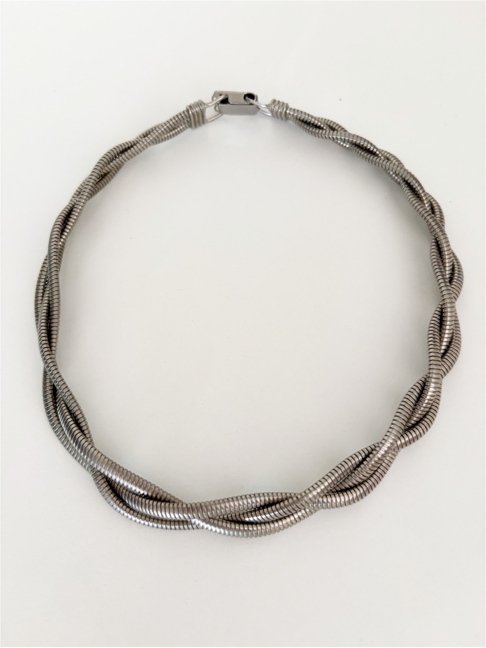 Vintage Coro Silver Twisted Snake Chain choker necklace